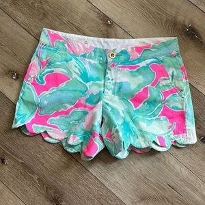 Lilly Pullitzer The Buttercup Scalloped Hem Shorts Blue, Green & Pink